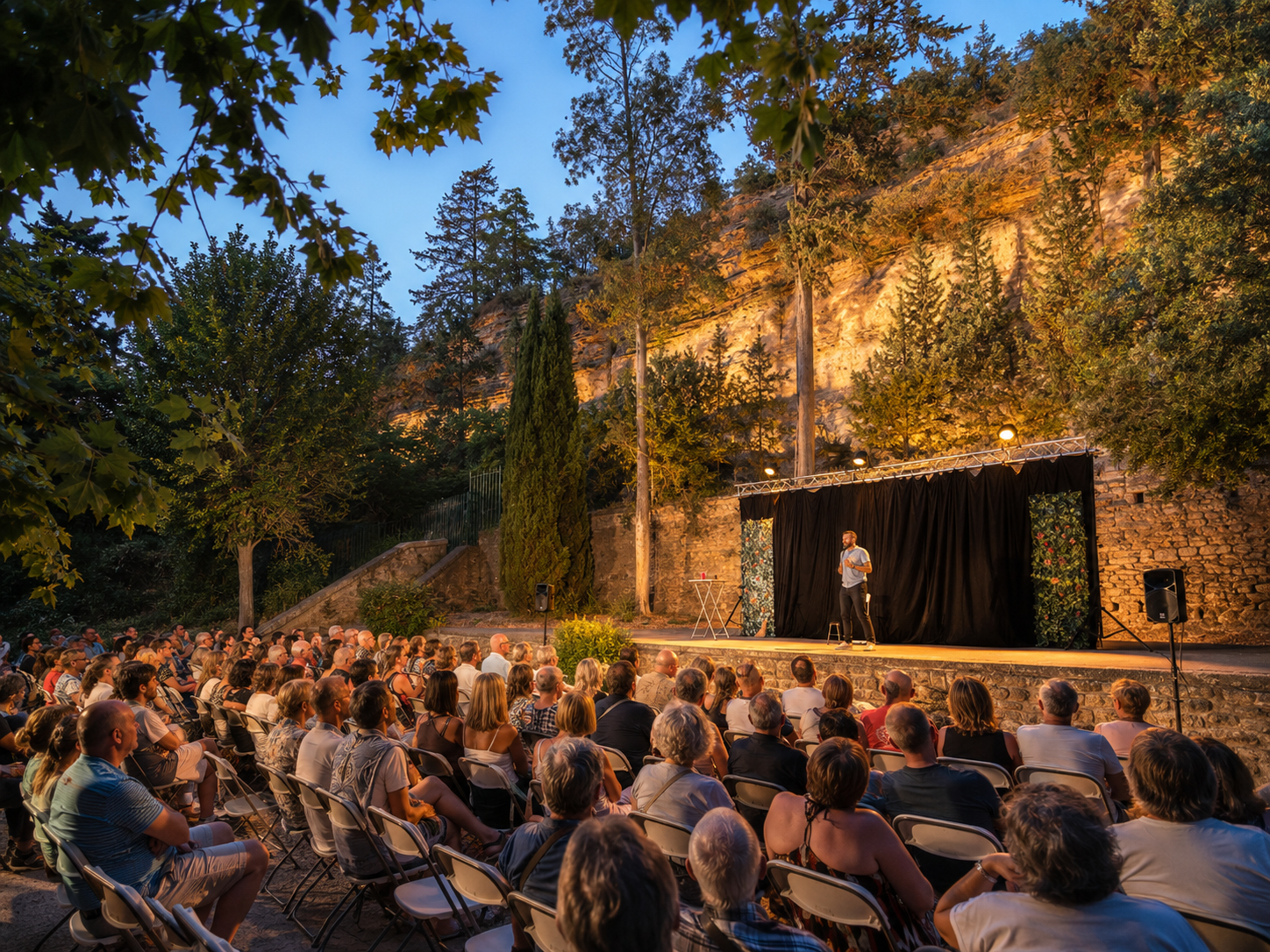 Le public face à la scène du Théâtre de Verdure